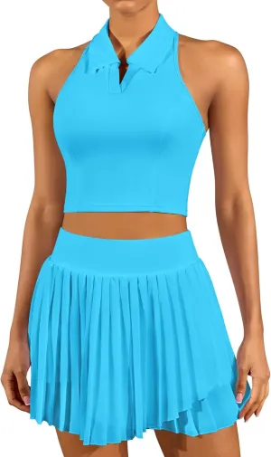 ATTRACO Tennis Dress for Women with Shorts and Pockets Racerback Golf Workout Outfits