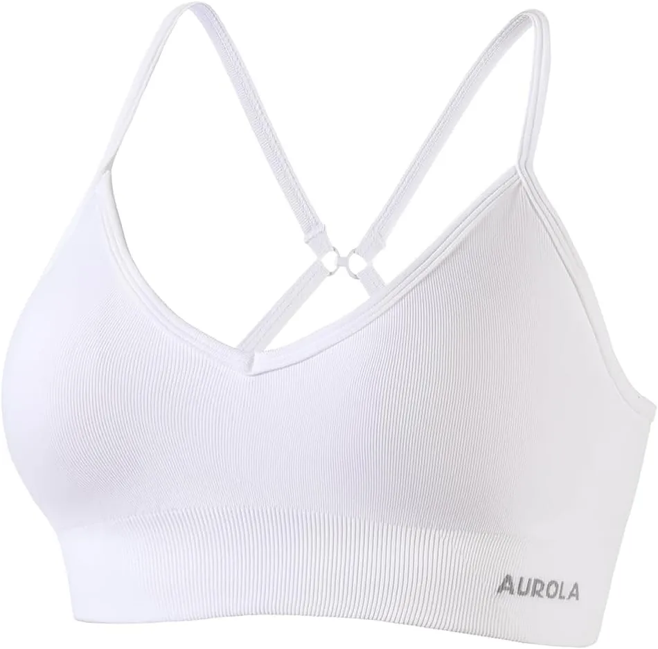 AUROLA Serpent Seamless Sports Bras for Women,Backless Padded Strappy Workout Gym Yoga Crop Tops