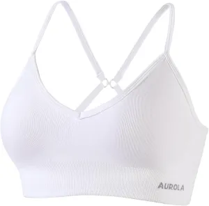 AUROLA Serpent Seamless Sports Bras for Women,Backless Padded Strappy Workout Gym Yoga Crop Tops
