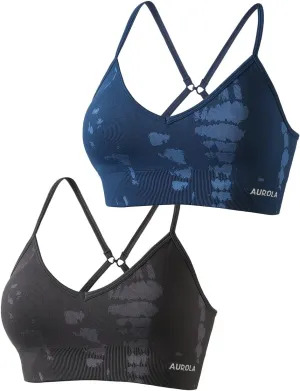AUROLA Serpent Seamless Sports Bras for Women,Backless Padded Strappy Workout Gym Yoga Crop Tops
