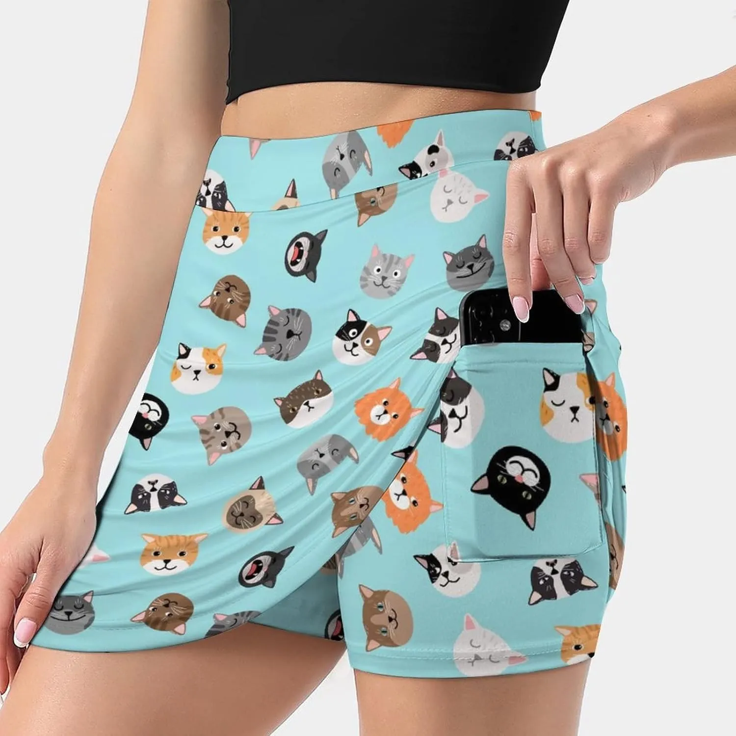 Autumn Leafs Women's Tennis Skirts Inner Shorts Elastic Sports Golf Skorts with Pockets