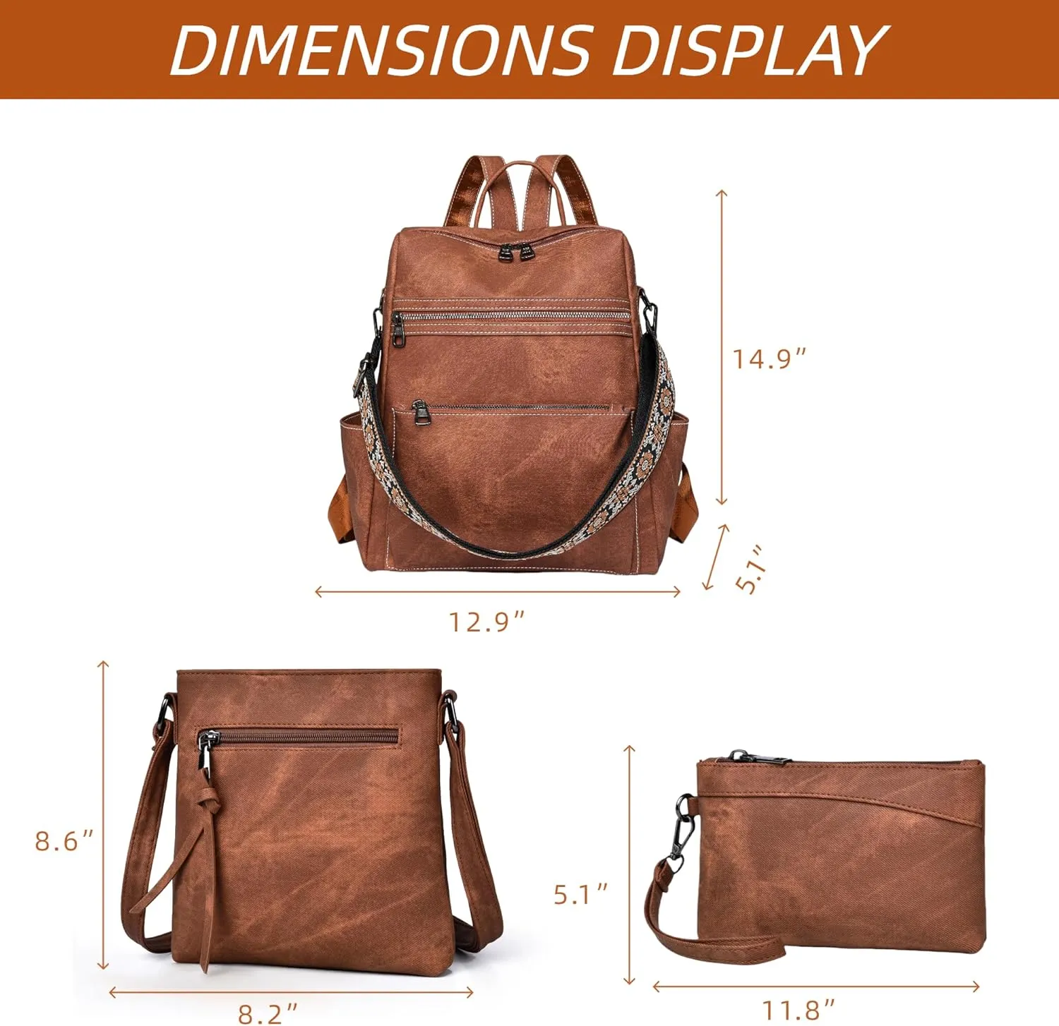 Backpack Purse for Women Pu Leather Travel Backpack Fashion Designer Shoulder Bag Ladies Convertible Handbags