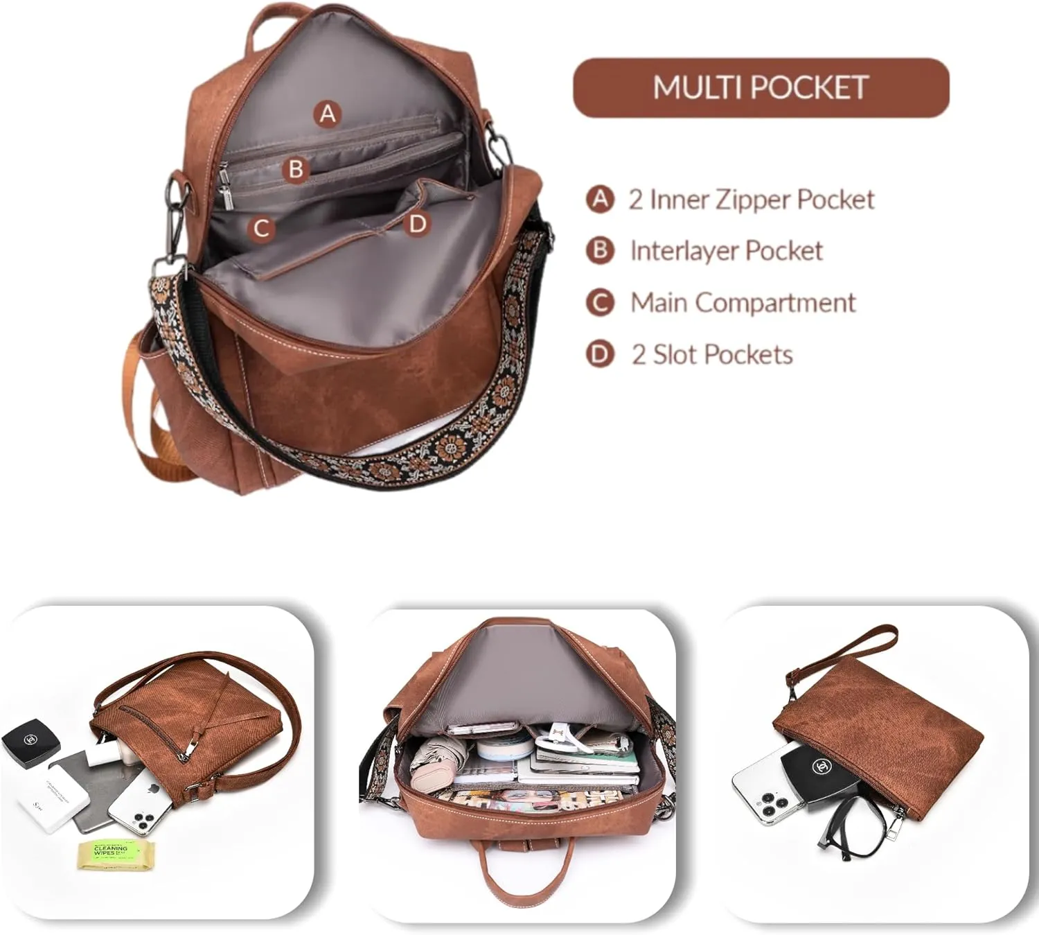 Backpack Purse for Women Pu Leather Travel Backpack Fashion Designer Shoulder Bag Ladies Convertible Handbags