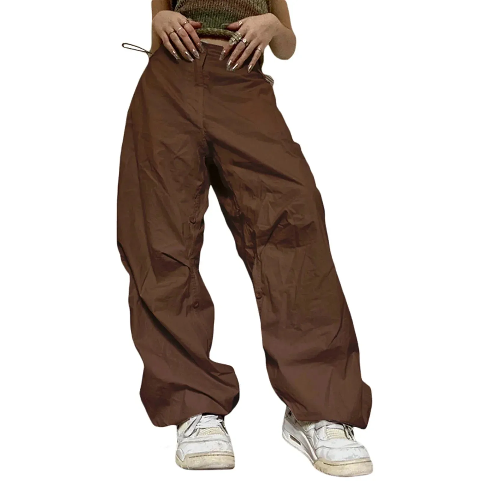 Baggy Cargo Y2K Low Waist Straight Wide Leg Parachute Multiple Pockets Joggers Streetwear Trendy Pants