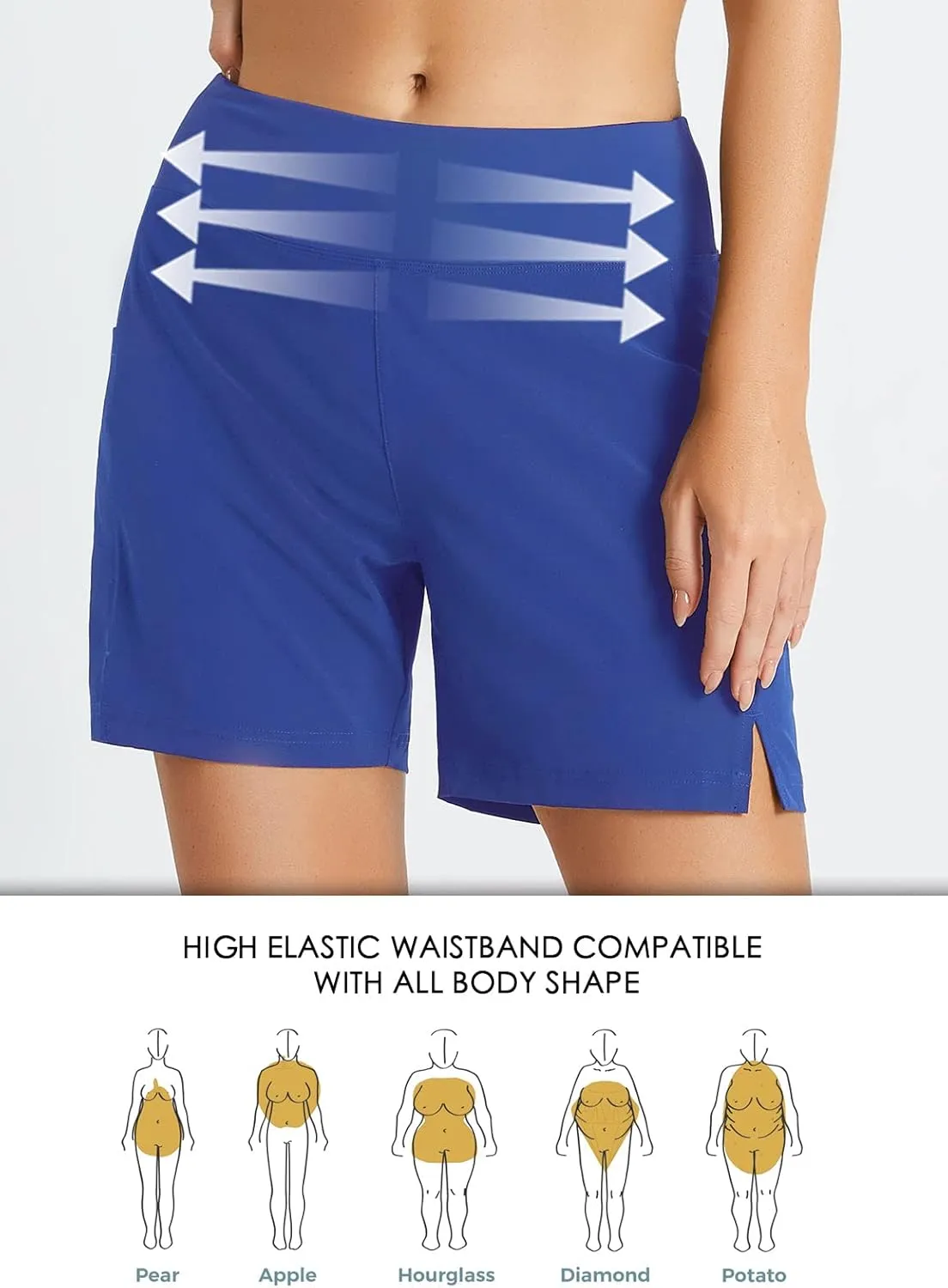 baleaf Women's 3''/ 5"/ 7" Quick Dry High Waisted Swim Board Shorts UPF 50  Swimsuit Bottom Trunks with Liner