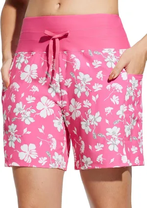 baleaf Women's 5"/9" High Waisted Swim Board Shorts Quick Dry Swimsuits Bottoms with Drawstring