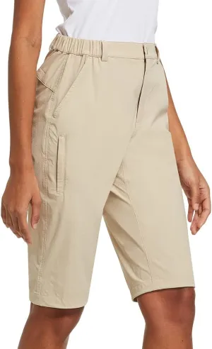 baleaf Women's Bermuda Knee Length Long Shorts for Summer Hiking Golf Camping Stretch Lightweight Nylon Quick Dry