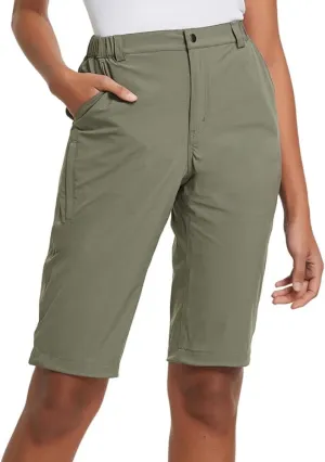 baleaf Women's Bermuda Knee Length Long Shorts for Summer Hiking Golf Camping Stretch Lightweight Nylon Quick Dry