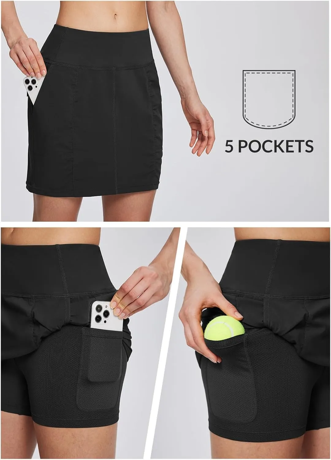 BALEAF Women's Skorts Hiking Skirts 5 Pockets 16" Golf Tennis Athletic Quick Dry Skirts UPF 50