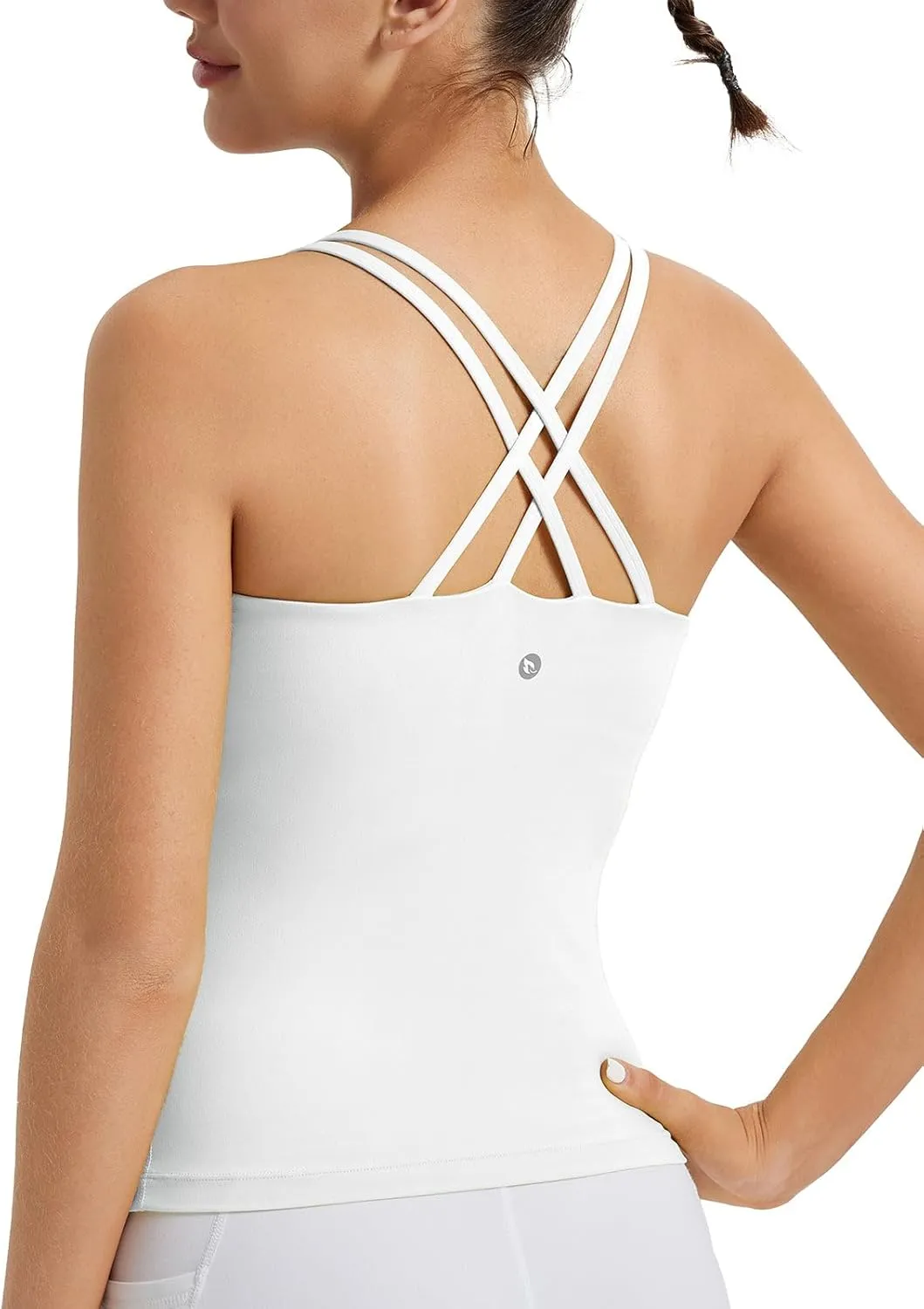 baleaf Women's Workout Tank Tops with Wireless Padded Yoga Crop Longline Sports Bras Double Spaghetti Strap