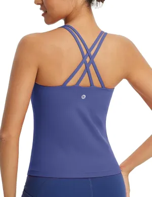 baleaf Women's Workout Tank Tops with Wireless Padded Yoga Crop Longline Sports Bras Double Spaghetti Strap