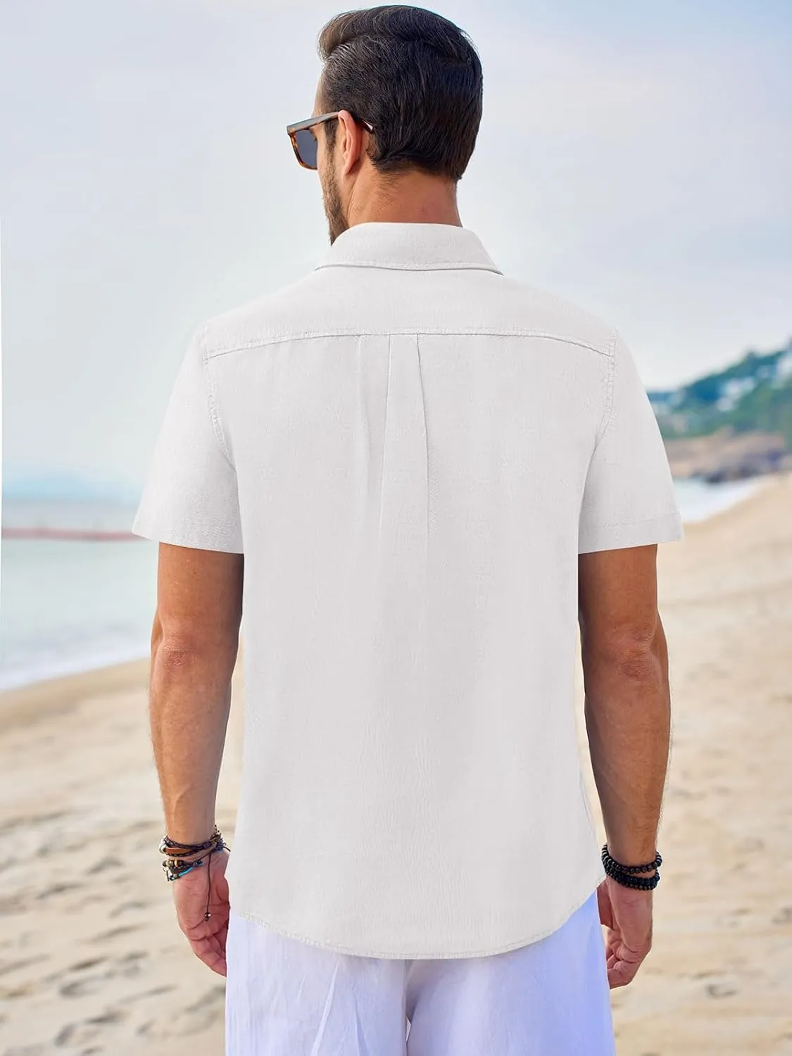 Beotyshow Mens Button Down Shirts Short Sleeve Casual Summer Beach Shirt Tops M-3XL