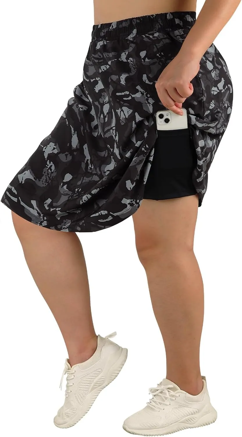 beroy Women Plus Size Skorts Skirts Knee Length Running Skirts for Women with Pockets