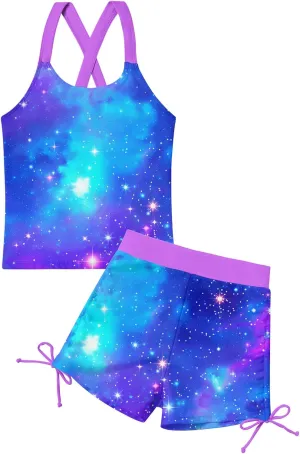 BFUSTYLE Girls Tankini Swimsuit Kids Bathing Suits with Shorts 6-11 Years