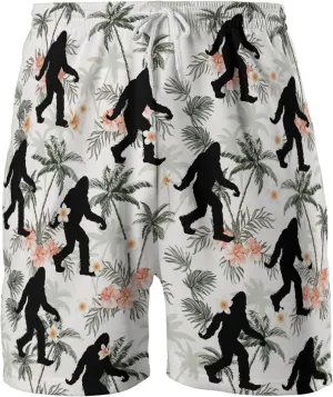 Bigfoot Men's Quick Dry - Sasquatch Hawaiian Shorts for Men - Beach Shorts Swim Trunks Set 14 (TND-LN-14)