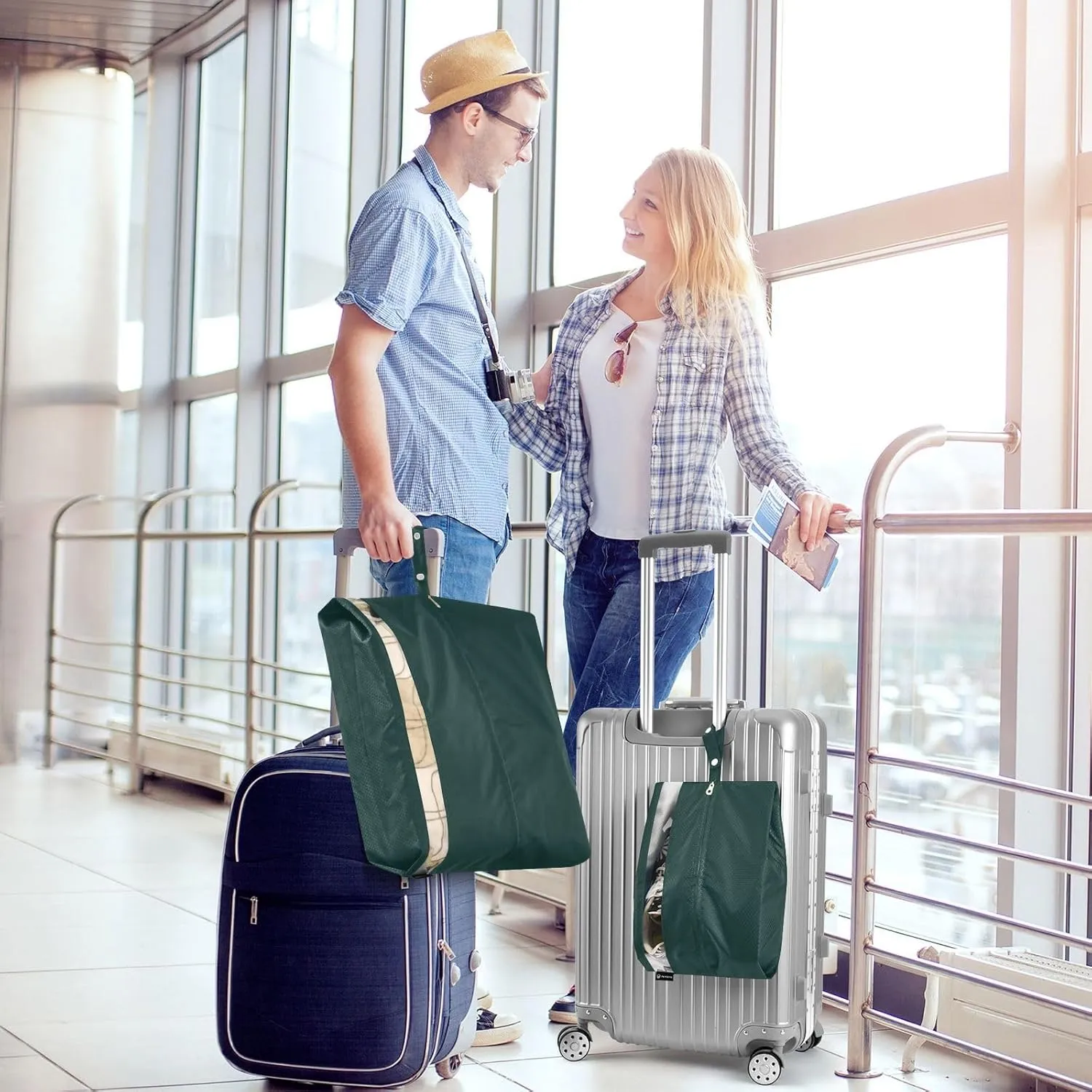 Black Green Travel Packing Bags 3 Sizes Luggage Organizer Bags Set Packing Organizers for Luggage