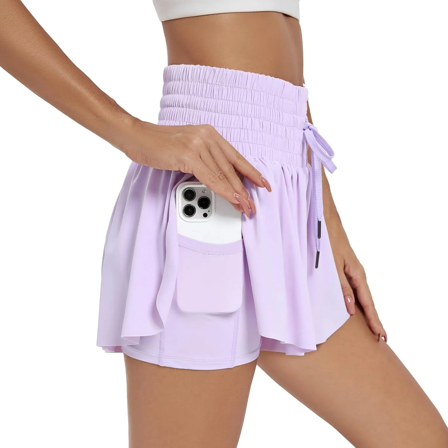 Blaosn Flowy Athletic Shorts for Women Workout Running Gym Yoga High Waist Skort Sweat Skirt Cute Clothes Summer Outfits