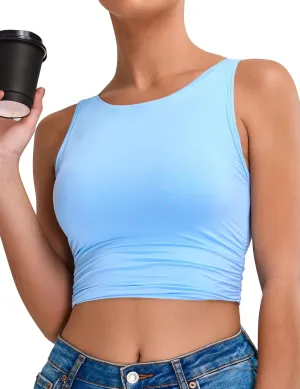 BMJL Women's Sports Bras High Neck Longline Removable Padded Yoga Workout Crop Tank Top with Built in Pads 2025