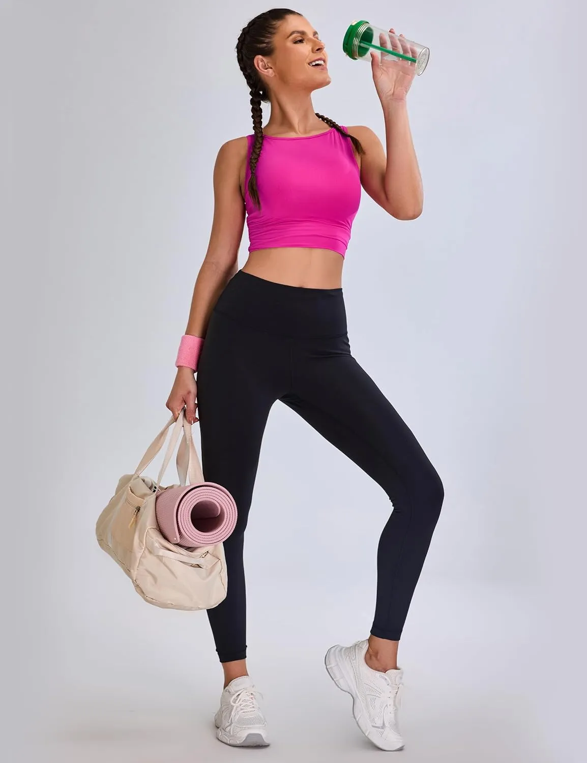 BMJL Women's Sports Bras High Neck Longline Removable Padded Yoga Workout Crop Tank Top with Built in Pads 2025
