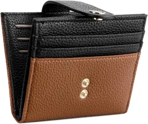 BOSTANTEN Slim Wallet for Women Small RFID Blocking Credit Card Holder Leather Bifold Wallets with Zipper Coin Pocket BlackBrown