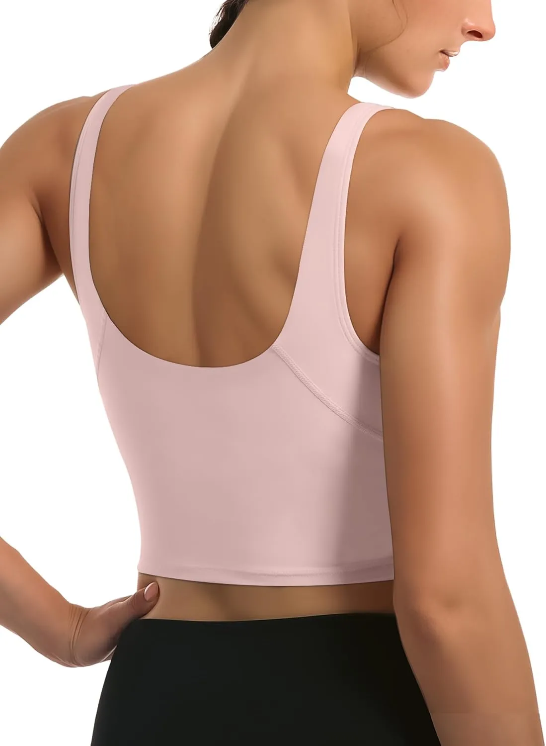 Buauty Sports Bras for Women Longline Wirefree Padded High Support, Workout Tank Crop Tops Built in Bra for Women