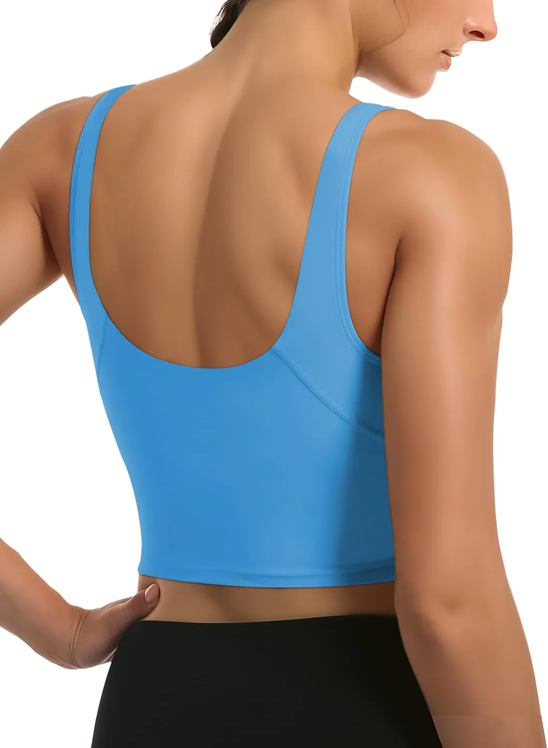 Buauty Sports Bras for Women Longline Wirefree Padded High Support, Workout Tank Crop Tops Built in Bra for Women