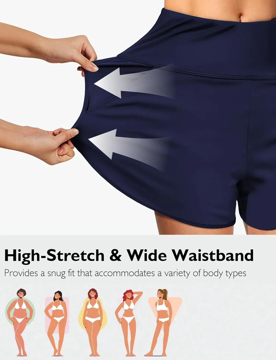 Buauty Women's 5" Swim Board Shorts Quick Dry High Waisted Swimsuits with Liner Pockets UPF 50  Bathing Suits Bottoms Trunks
