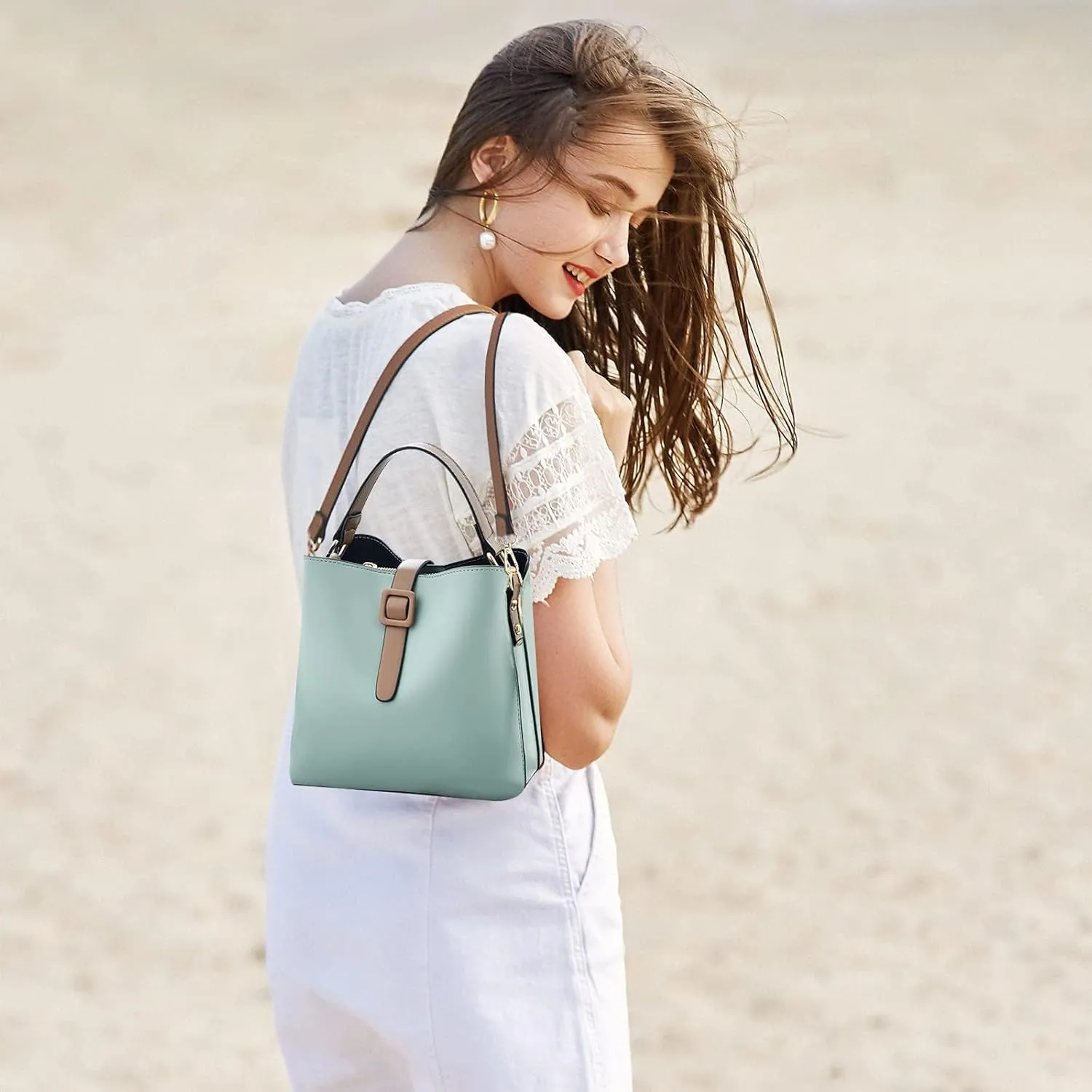 Bucket Bag for Women PU Leather Handbags & Shoulder Bags Fashion Ladies Crossbody Bag Top Handle Clutch Bag