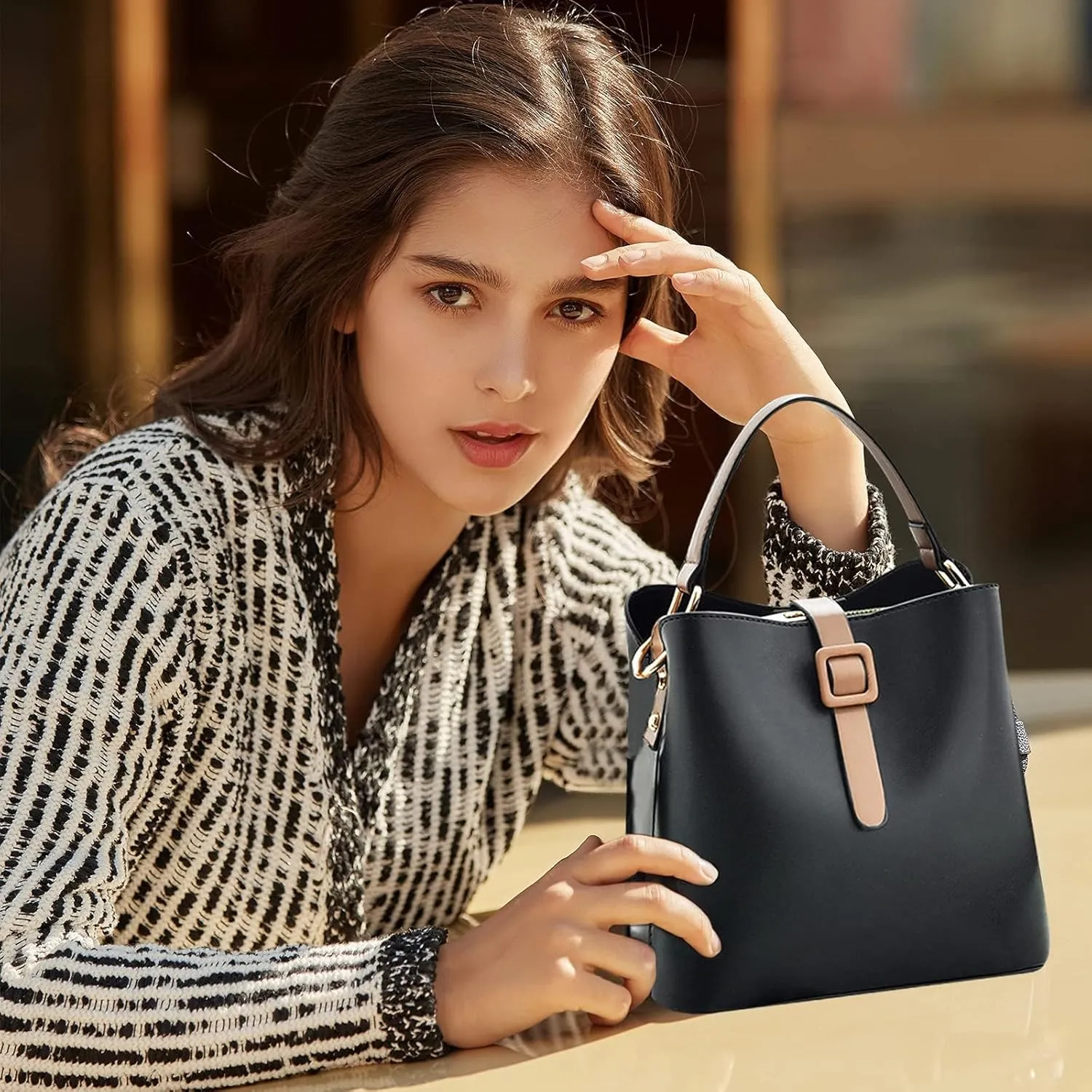 Bucket Bag for Women PU Leather Handbags & Shoulder Bags Fashion Ladies Crossbody Bag Top Handle Clutch Bag