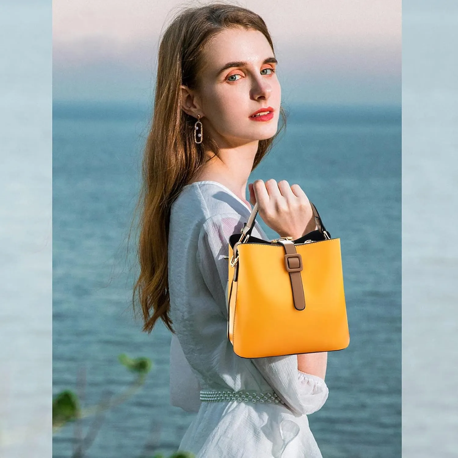 Bucket Bag for Women PU Leather Handbags & Shoulder Bags Fashion Ladies Crossbody Bag Top Handle Clutch Bag