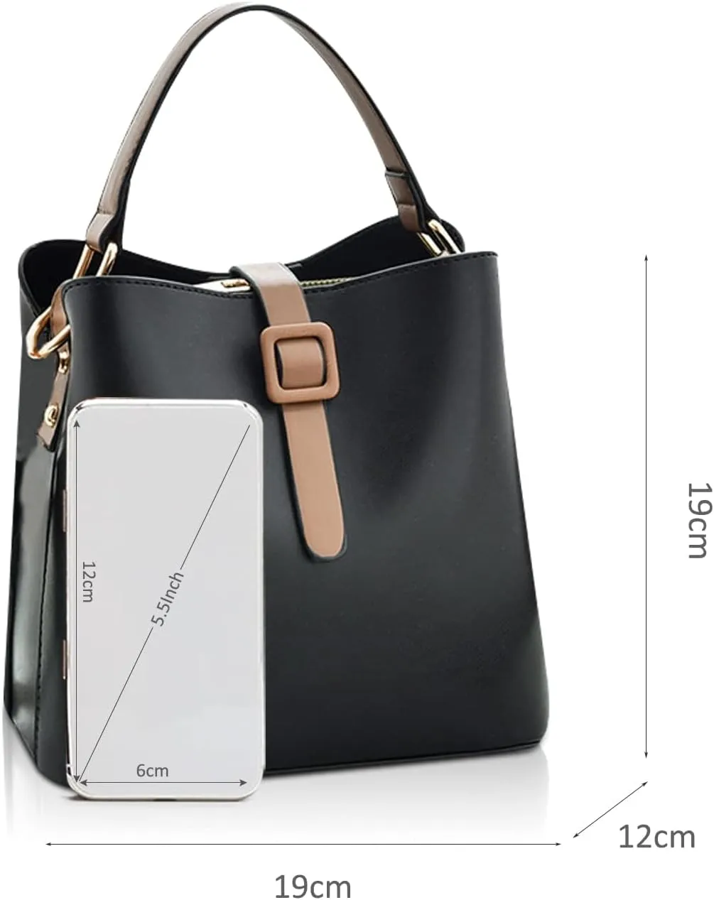 Bucket Bag for Women PU Leather Handbags & Shoulder Bags Fashion Ladies Crossbody Bag Top Handle Clutch Bag