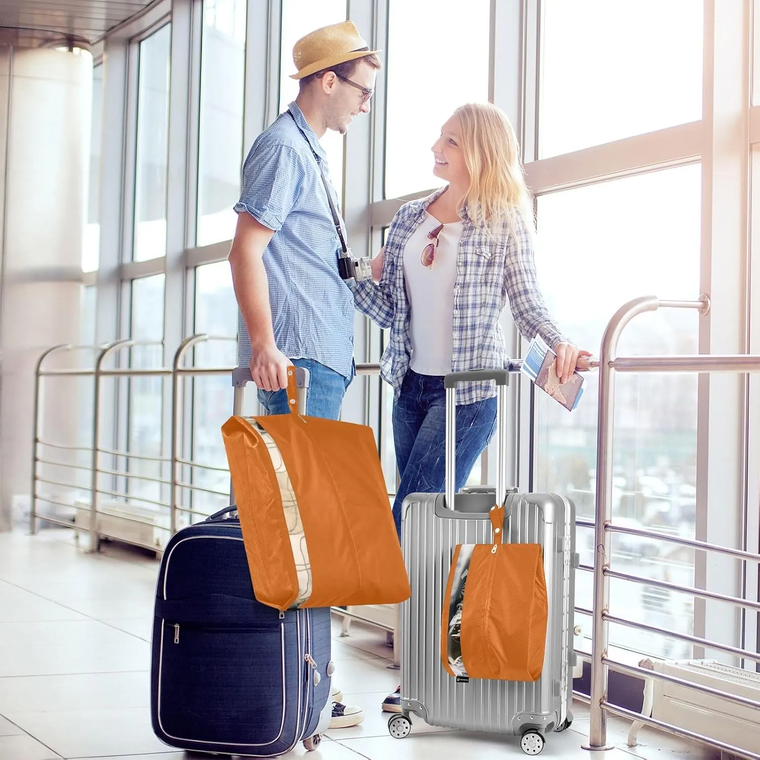 Burnt Orange Travel Packing Organizers 3 Sizes Luggage Organizer Bags Set Packing Organizers for Luggage