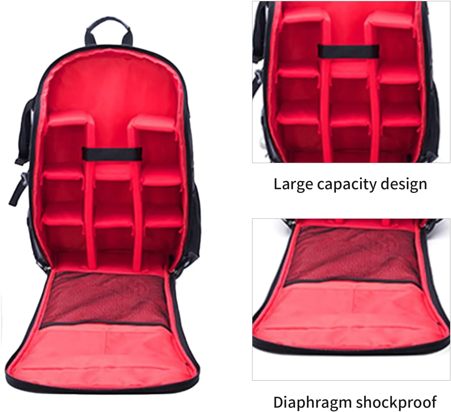 Camera Backpack for DSLR with Tripod Holder - Waterproof Oxford Fabric, High-Capacity Gear Storage (18x12.6x7in, Gray-Red)