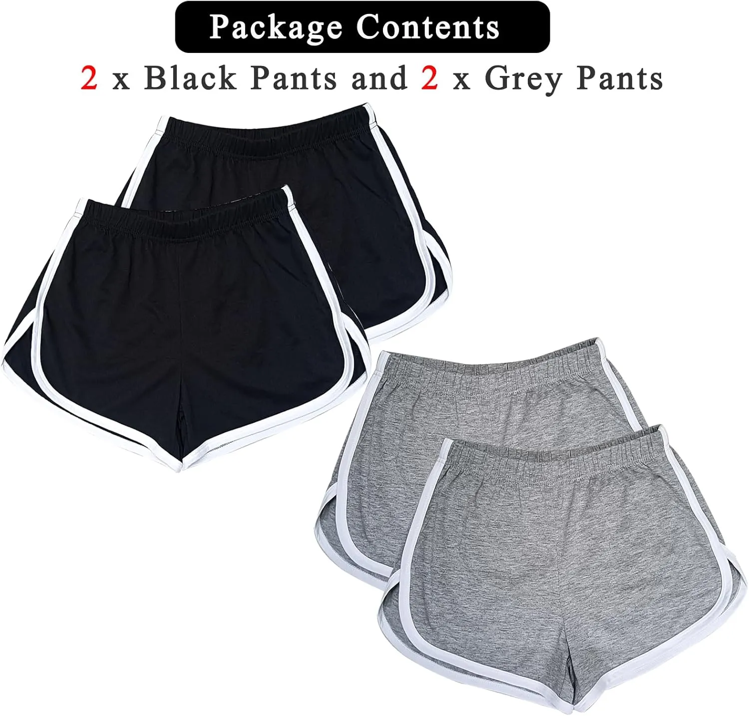 Cameway 4 Pack Women's Cotton Yoga Dance Short Pants Summer Athletic Cycling Hiking Sports Shorts