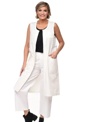 Cassandra Womens Vest in Ivory Twill