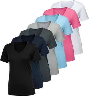 CE' CERDR 5/7 Pack Workout Shirts for Women, Moisture Wicking Quick Dry Active Athletic Women's Gym Performance T Shirts
