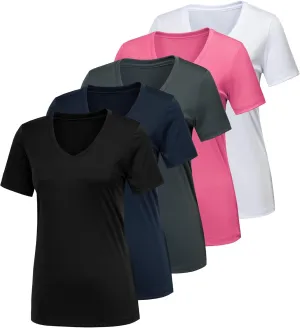 CE' CERDR 5/7 Pack Workout Shirts for Women, Moisture Wicking Quick Dry Active Athletic Women's Gym Performance T Shirts