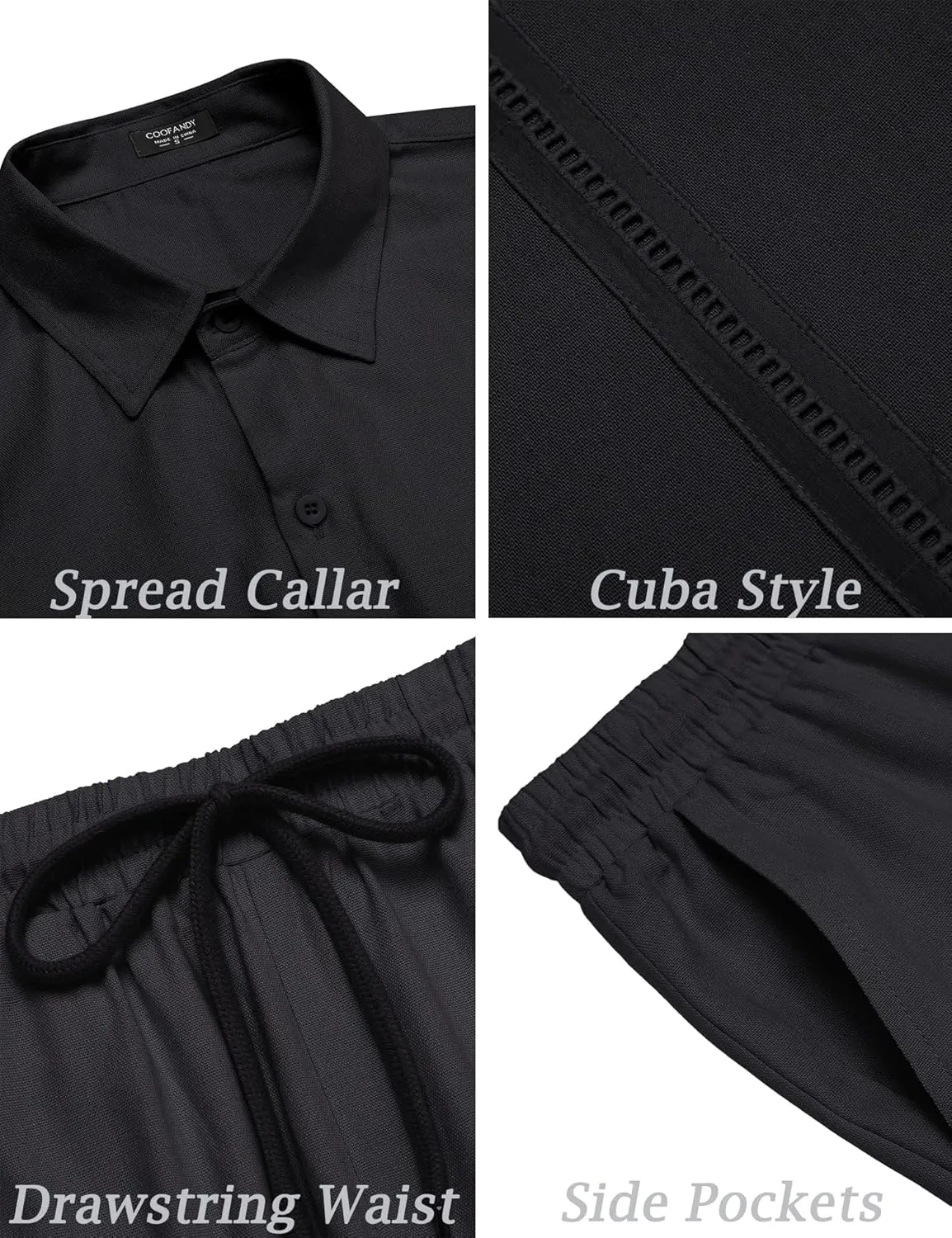 COOFANDY Men's 2 Pieces Linen Set Short Sleeve Button Down Shirts Summer Beach Shorts Casual Outfits