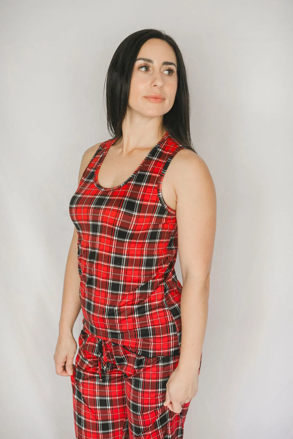Cozy Red Plaid Pajama Pants Set