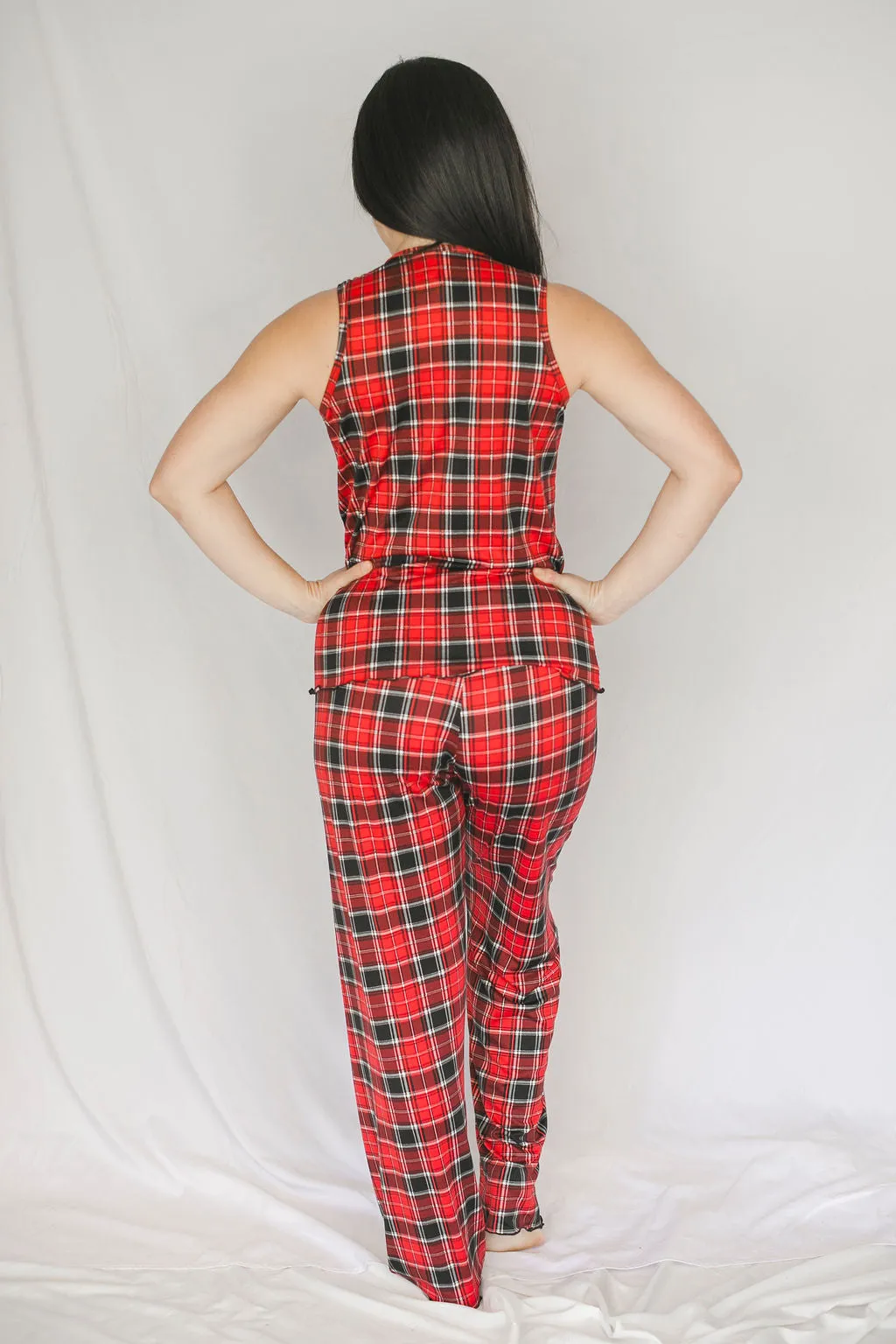 Cozy Red Plaid Pajama Pants Set