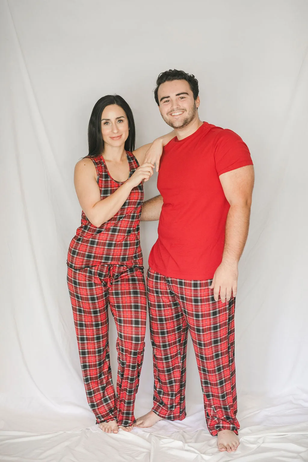 Cozy Red Plaid Pajama Pants Set