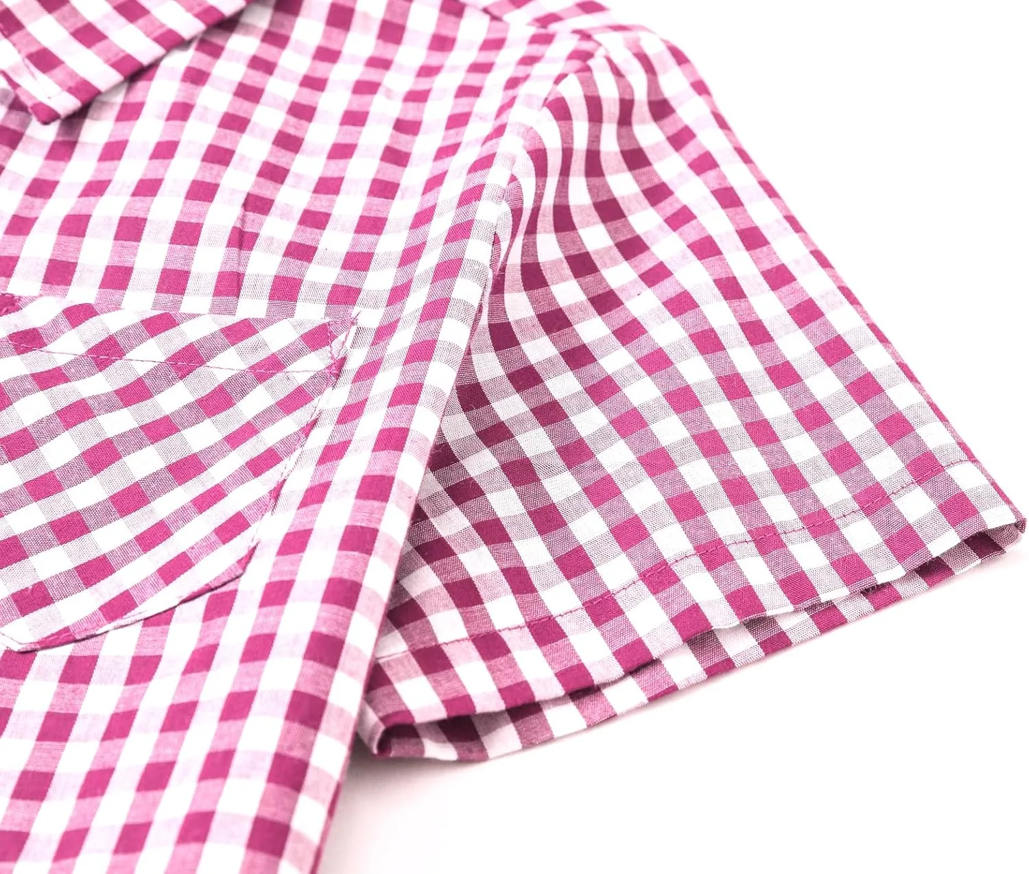 Cromoncent Boys and Mens Summer Plaid Shirt Casual Short Sleeve Button Down Shirts