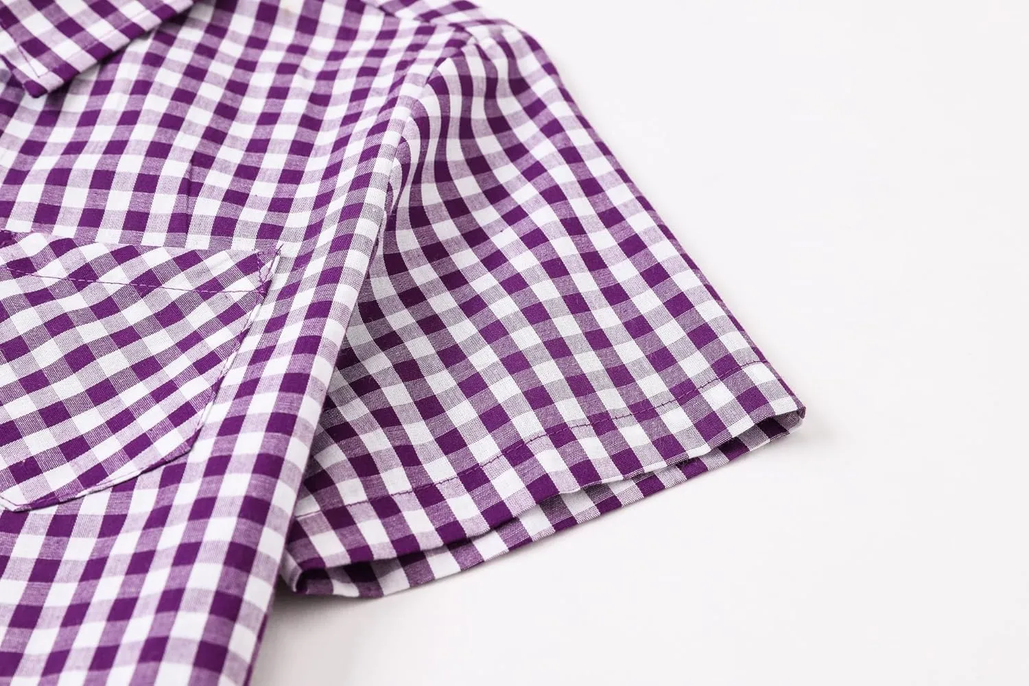 Cromoncent Boys and Mens Summer Plaid Shirt Casual Short Sleeve Button Down Shirts