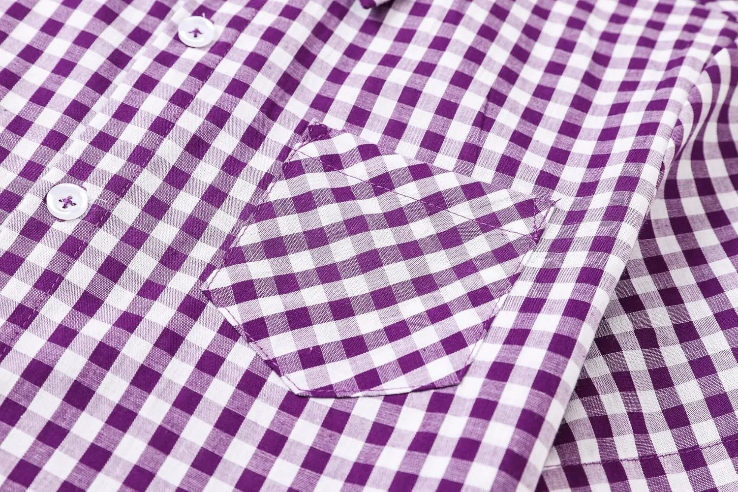 Cromoncent Boys and Mens Summer Plaid Shirt Casual Short Sleeve Button Down Shirts