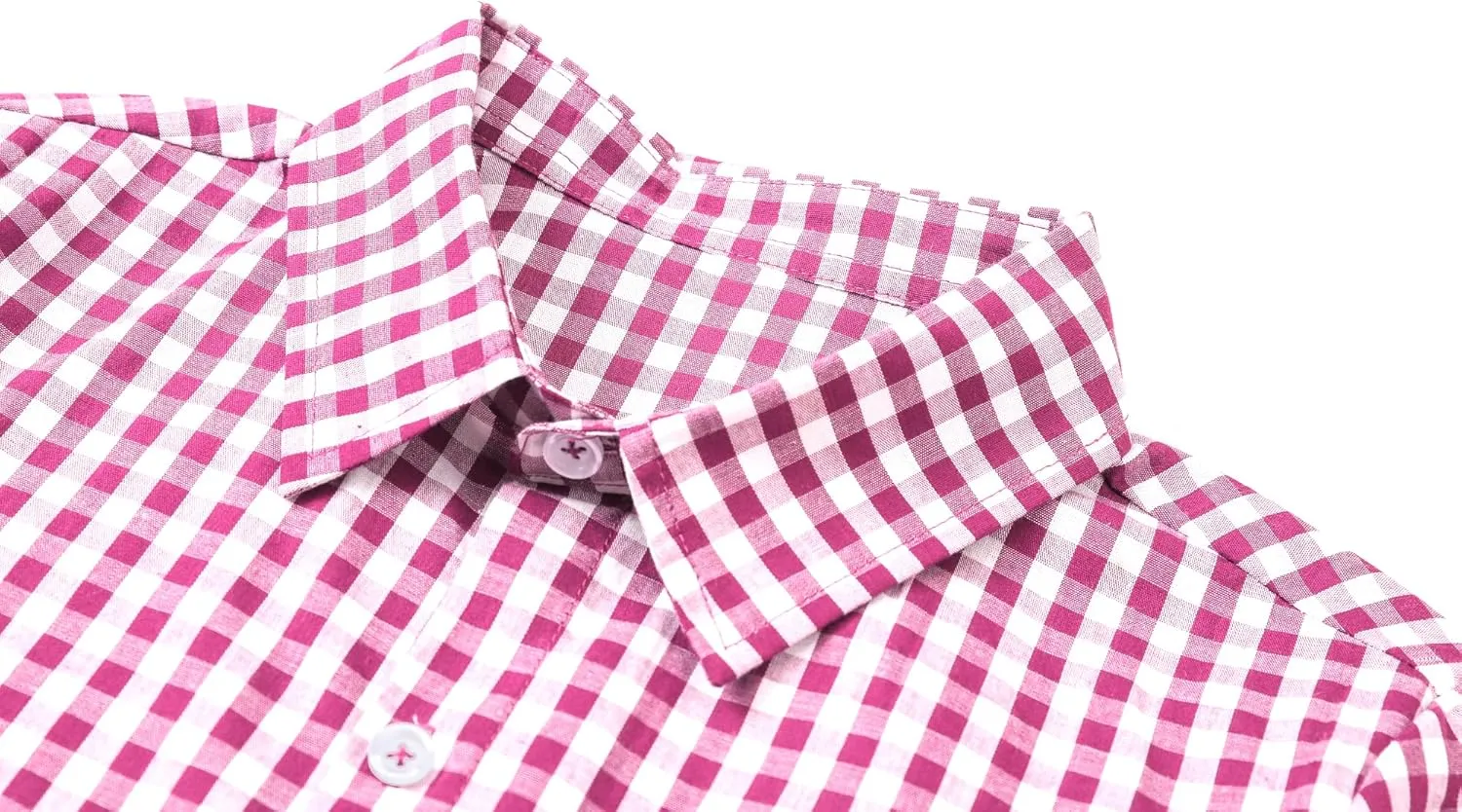 Cromoncent Boys and Mens Summer Plaid Shirt Casual Short Sleeve Button Down Shirts