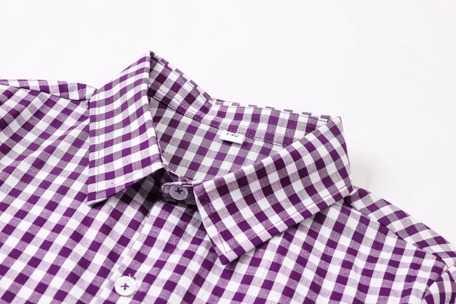 Cromoncent Boys and Mens Summer Plaid Shirt Casual Short Sleeve Button Down Shirts