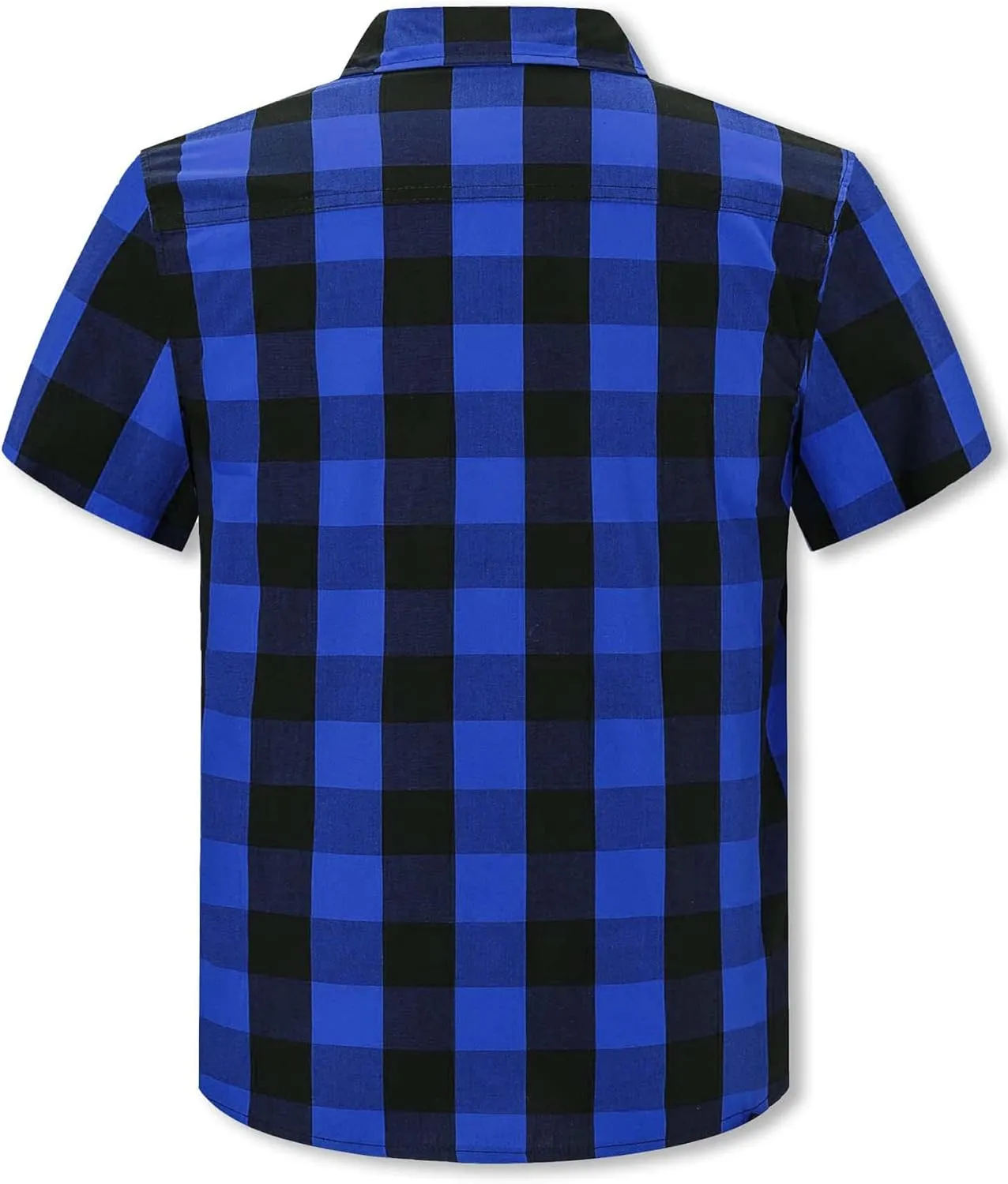 Cromoncent Boys and Mens Summer Plaid Shirt Casual Short Sleeve Button Down Shirts