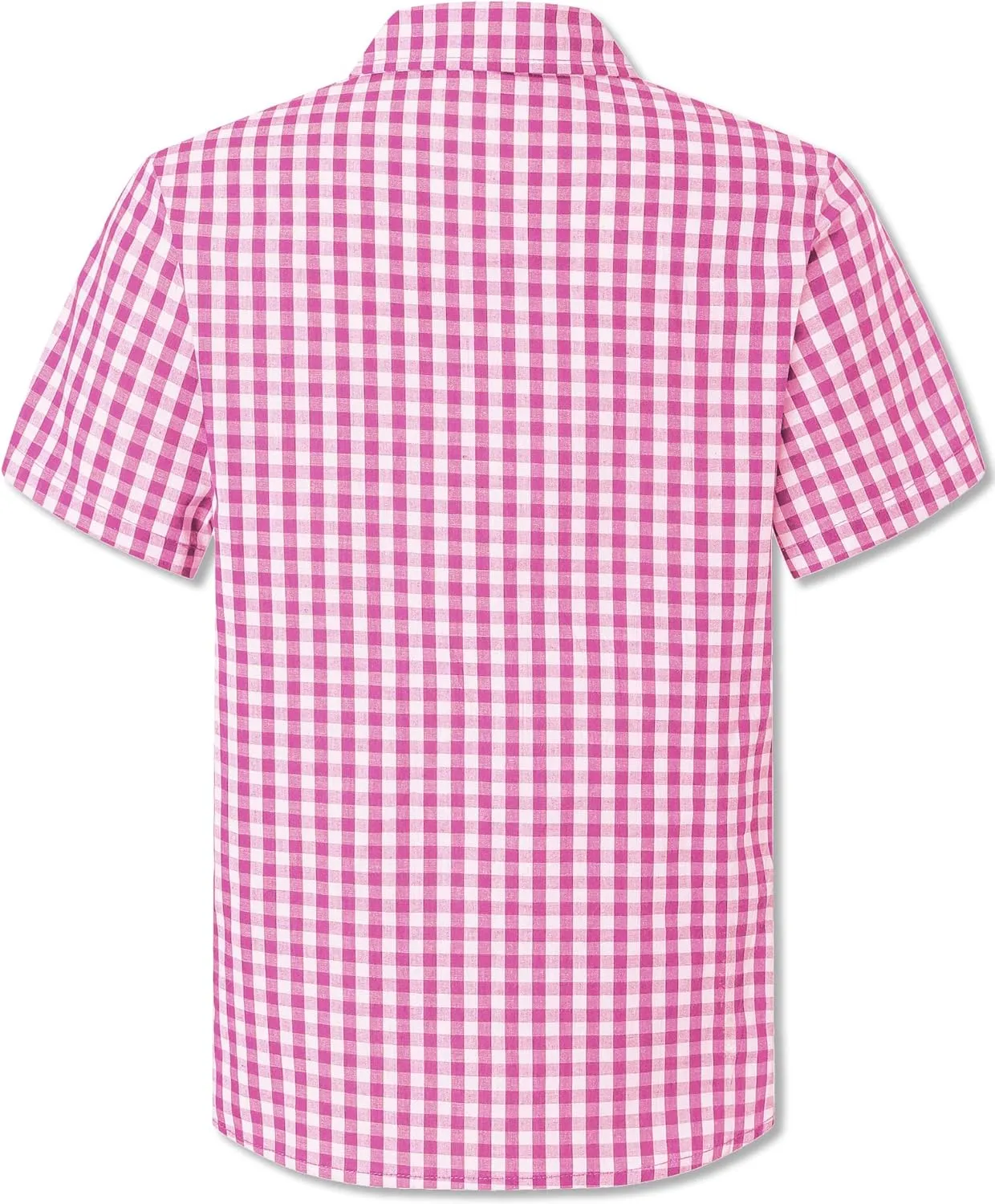Cromoncent Boys and Mens Summer Plaid Shirt Casual Short Sleeve Button Down Shirts