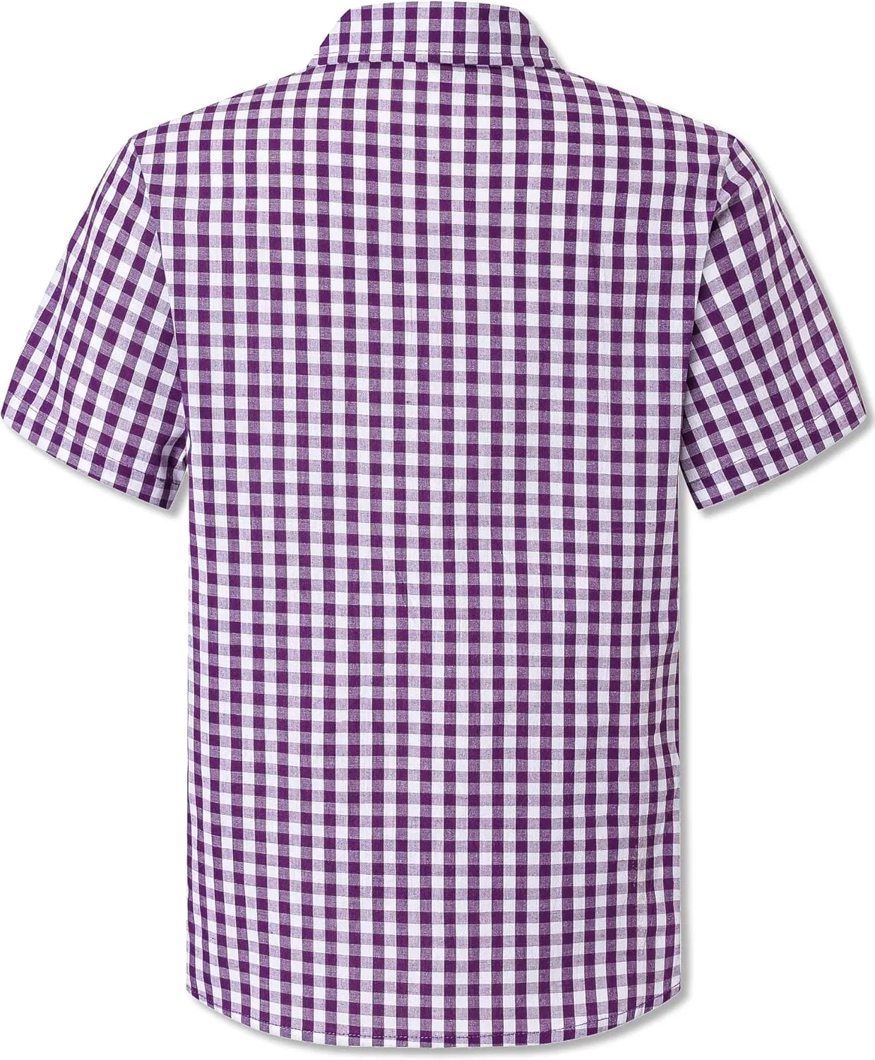 Cromoncent Boys and Mens Summer Plaid Shirt Casual Short Sleeve Button Down Shirts