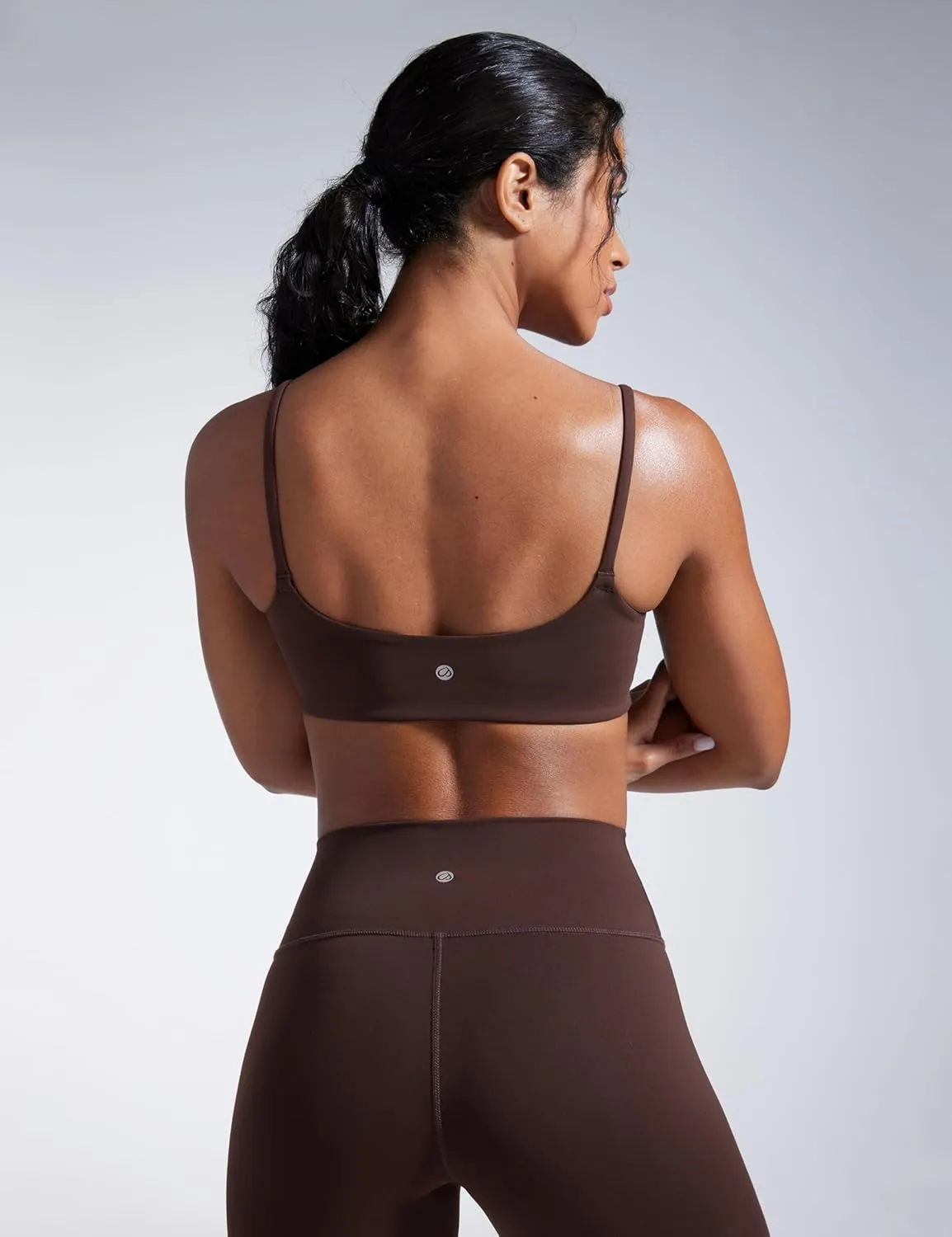 CRZ YOGA Butterbreeze Scoop Neck Sports Bras for Women - Spaghetti Straps Wireless Workout Padded Gym Cami Top